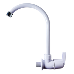 ก๊อกน้ำอ่างล้างจานแบบติดตั้งบนเคาน์เตอร์ KSN เวียดนาม รุ่น KSOM-35T9 สีขาวทันสมัย ผลิตจากพลาสติก ABS ชุบโครเมียม แบบน้ำเย็น หัวก๊อกแบบคอห่าน หมุนได้ - Product Image 1