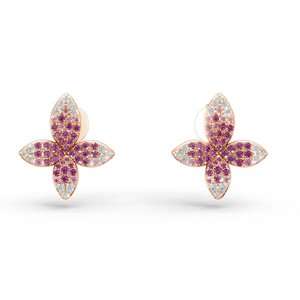 Rose Gold Flower <b>Stud</b> <b>Earrings</b> With Amethyst And Diamond For Women Luxury Everyday Wear - Product Image 1