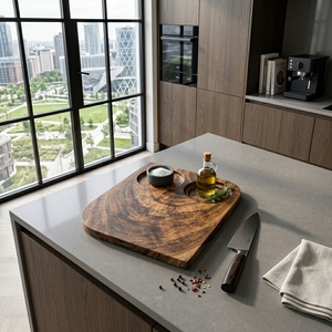 Plateau de service en bois de teck massif de qualité alimentaire, fait main, naturel, pour assaisonnements et présentation d'articles de cuisine - Product Image 4
