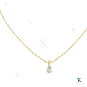 Collar con Colgante Solitario Clásico de Diamante Cultivado en Laboratorio con Corte Pera de 0.50 CT, Oro Sólido de 14K/18K, Diseño de Canasta Abierta, Joyería Fina para Mujer, Ideal para Bodas y Fiestas - Product Image 1