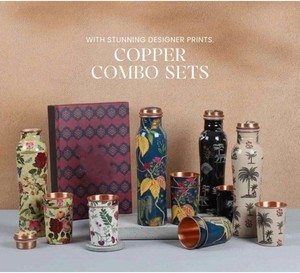 Vintage Floral Copper Water <b>Bottle</b> Retro Inspired Designer Drinking <b>Bottle</b> for Daily Use and Gifting Use - Product Image 4