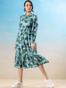 Vestido Formal Elegante de Gasa y Encaje para Mujer, Moderno, de Lujo, Corte Midi, Cintura Natural, Mangas Largas, para Fiesta o Club - Product Image 4