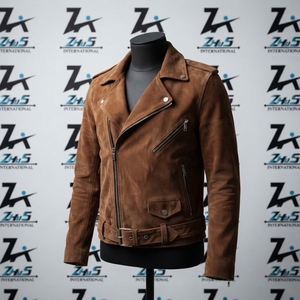 Premium Quality <b>Suede</b> Leather Biker <b>Jacket</b> Custom Branded Vintage Motorcycle Style Genuine Sheepskin Winter <b>Suede</b> Leather <b>Jacket</b> - Product Image 1