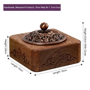 Brûleur d'encens en bois de haute qualité Medkhan Mubkhar Bakhoor avec plateau et boîte en bois gravés – Produit universel pour l'exportation - Product Image 4