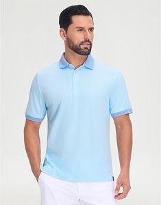 Summer Men's Casual Polo Shirt Contrasting Collar Geometric shirts Knit Short Sleeve Polo <b>Tops</b> regular <b>lycra</b> fit polo shirts - Product Image 1