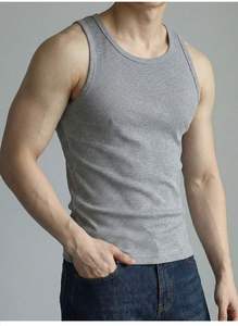 Men's Sleeveless O-Neck Knitted <b>Tank</b> <b>Top</b> Solid Color Casual Wear <b>White</b> Gray Black - Product Image 2