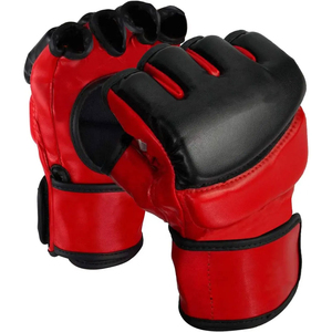 Gants de MMA demi-doigts en PU avec support de poignet auto-agrippant, légers pour l'entraînement de boxe et d'arts martiaux, unisexe - Product Image 1