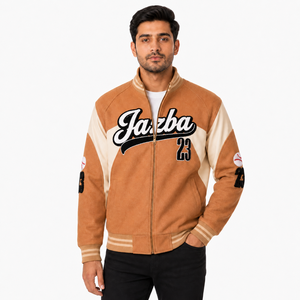 Blouson universitaire en laine personnalisé pour homme avec broderies chenille, fermeture éclair en laiton antique, style streetwear, blouson d'hiver type Letterman, fabrication OEM - Product Image 5