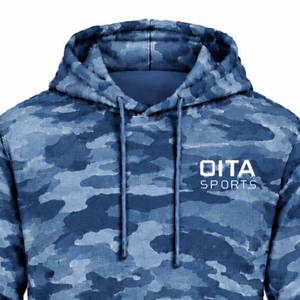 Sweat à capuche en molleton imprimé camouflage bleu denim pour homme, avec poche kangourou et cordon de serrage, style streetwear décontracté - Product Image 3