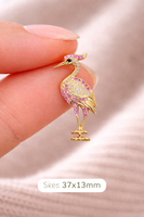 Broche Heron style flamant rose en argent sterling 925 avec zircone cubique pour unisexe