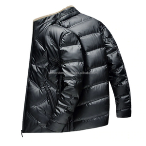 Blouson d'hiver réversible chauffant en duvet pour homme, imperméable, en velours côtelé, noir, avec capuche et fermeture éclair – Vente en gros OEM - Product Image 2