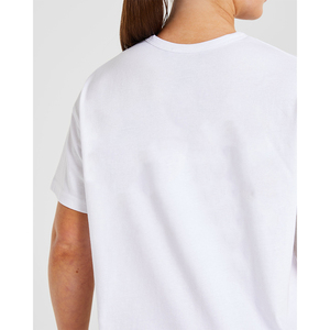 2026 Women <b>White</b> Crew Neck Women Summer <b>Set</b> Regular Fit Short Sleeve Solid Color Casual Loose Cotton Top Summer Wear - Product Image 6