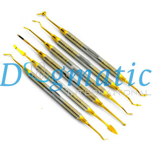 Juego de 6 Instrumentos Dentales Manuales Reutilizables de Alta Calidad para Rellenos de Composite, Recubiertos en Oro, de Acero Inoxidable - Product Image 6