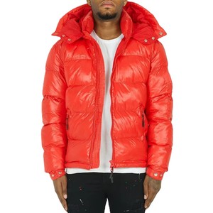 Veste d'hiver pour homme de haute qualité, rouge, à capuche, coupe-vent, en duvet épais, décontractée, pour l'extérieur, fermeture éclair, coupe régulière - Product Image 3