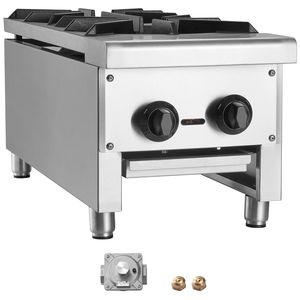 Fornello a Gas Commerciale a 2 Fuochi, per Propano o Gas Naturale, Piano Cottura da Banco in Acciaio Inossidabile - Product Image 1