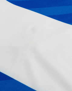 Maillot de football personnalisé pour homme, bleu et blanc, motif géométrique, manches courtes, col rond, tissu respirant en polyester, vêtements de sport - Product Image 4
