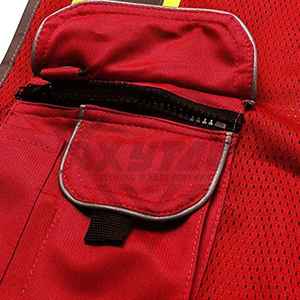 เสื้อกั๊กสะท้อนแสงสีแดงแบบมองเห็นได้ชัดเจน มีกระเป๋า  โลโก้สั่งทำได้ แห้งเร็ว ผ้าตาข่าย ไซส์ใหญ่  ชุดทำงานสำหรับทุกเพศ บริการ OEM ขายส่งจำนวนมาก - Product Image 4