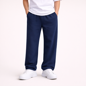 Pantalon de survêtement épais pour homme, couleur unie, taille mi-haute, coupe droite, décontracté avec cordon de serrage - Product Image 3