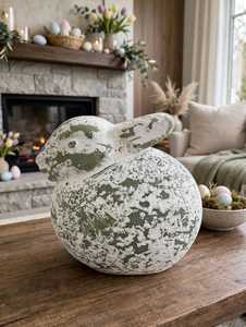 Jarrón Decorativo de Cerámica con Forma de Conejo, Diseño Rústico, Color Verde y Blanco con Flores, para Mesa, Maceta Decorativa para Sala de Estar - Product Image 1