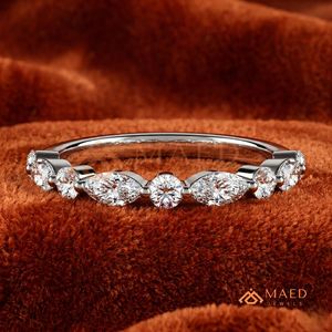 925 Sterling <b>Silver</b> Marquise Moissanite <b>Ring</b> Lab Grown Diamond Wedding Band Fine Jewelry Women USA Bridal Luxe - Product Image 1