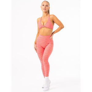 Nouvel ensemble 2 pièces OEM personnalisé pour femme : Leggings et soutien-gorge en maille corail, respirants, avec effet froncé aux fesses, pour le sport et le yoga - Product Image 1