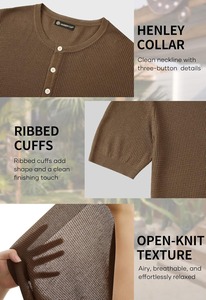 เสื้อยืดวาฟเฟิลถักสำหรับผู้ชาย เนื้อผ้านุ่ม ระบายอากาศดี สวมใส่สบาย ผู้จำหน่ายเสื้อผ้าลำลอง - Product Image 6
