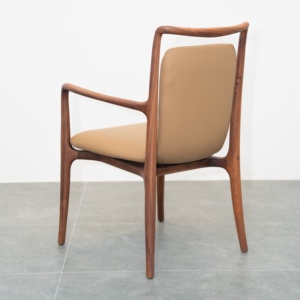 Chaise de salle à manger moderne en bois massif de style nordique avec assise en cuir véritable pleine fleur, mobilier de luxe pour restaurant, cuisine, salle à manger PISANO - Product Image 3
