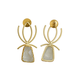 Pendientes de Calcedonia Natural, Ligeros, Hechos a Mano, Chapados en Oro, Joyería de Moda - Product Image 4