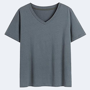 Camisetas de Cuello en V para Mujer, 100% Algodón, Manga Corta, Transpirables, Casuales, con Apliques Personalizables, Camisetas de Cuello en V 100% Algodón, las Mejores - Product Image 1