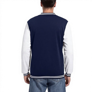 Veste de baseball pour homme avec logo personnalisé, bleu marine, manches contrastées, style varsity, vente en gros OEM - Product Image 2