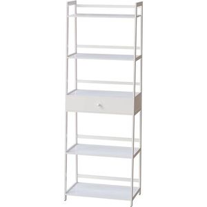 Libreria a Scala WTZ a 5 Ripiani con Cassetti Girevoli, Scaffale Moderno Aperto Bianco per Camera da Letto, Soggiorno, Ufficio - BC 239 - Product Image 1