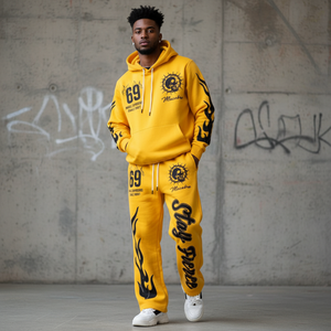 Ensemble de survêtement unisexe personnalisé par le fabricant, 2 pièces, sweat à capuche et pantalon évasé, tenue légère et respirante - Product Image 5