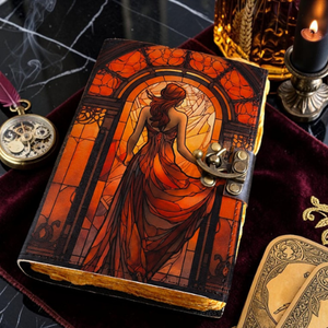 Diario de Cuero Personalizado con Cerradura, Diseño de Diosa Mística, Estilo Art Nouveau, Cuaderno de Fantasía, Libro de Sombras, Diario de Escritura, Regalo - Product Image 2