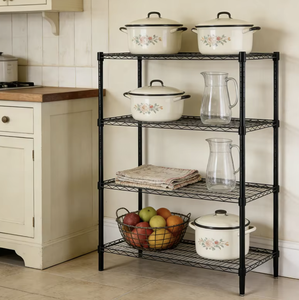 OEM/ODM Vietnam 4 Layer Chromated Carbon Steel Heavy Duty <b>Wire</b> Mesh Display <b>Rack</b> Anti Rust Storage Shelf Organizer - Product Image 1