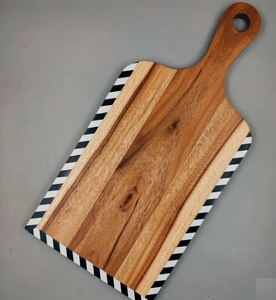 Plateau de service en bois de manguier rustique naturel avec plateau de service imprimé en émail personnalisé pour les aliments, les desserts et les fruits secs - Product Image 4
