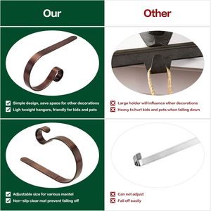 Supporti per Calze di Natale da Caminetto, Set da 4, Leggeri e Antiscivolo, Ganci Regolabili per Calze Natalizie - Product Image 5