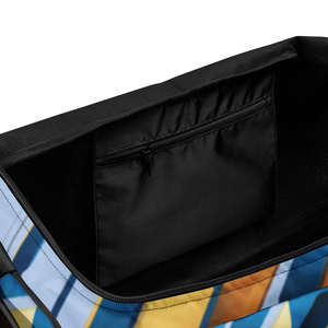 Sport <b>Duffel</b> <b>Bag</b> with Blue and Orange Geometric Pattern Large Capacity Zipper Closure Travel Gym <b>Bag</b> - Product Image 4