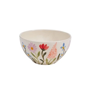 Bol à mélanger en céramique artisanale à motif floral, design élégant et profond pour servir, avec finition artistique émaillée pour une table moderne - Product Image 2