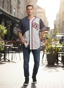 Wholesale Men's Adult <b>Baseball</b> Jersey Custom Silk Screen Printed 100% Polyester Moisture Wicking Breathable V-neck Stitched - Product Image 5