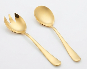 Minimal Matte Gold Salad <b>Servers</b> Duo Stainless Steel Tarnish Resistant Slim Handles For Household Restaurants Hotel And Resort - Product Image 1