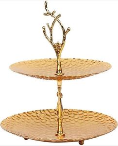 Plateau de service rectangulaire en métal doré texturé, fait main, moderne, avec poignées en forme de branche botanique, pour décoration de luxe et d'intérieur - Product Image 6