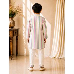 Ensemble Kurta Pajama pour homme Twisha-Xpressions, veste vert olive, manches longues, entièrement imprimé, coton, traditionnel, ethnique, pour fête, mariage - Product Image 5