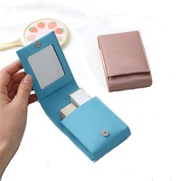 Pochette pour rouge à lèvres liquide en cuir personnalisée brillant à lèvres sac à main mallette de rangement avec miroir fente pour carte