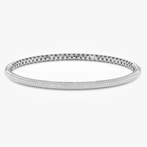 Yellow Gold Pave Lab Grown Diamond Round Brilliant Cut Luxury Tennis <b>Bangle</b> <b>Bracelet</b> - Product Image 3