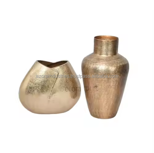 New Modern Casted Aluminum Table Top Gold Plated Handmade Eco-Friendly Flower <b>Vase</b> for Home Living Room Decoration Azora - Product Image 2