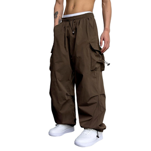 Trendy Men Loose Fit Baggy <b>Cargo</b> Pant Wide Leg Streetwear Style Custom Logo Fashion Bottoms For Men Urban Outfits Wear Pants - Product Image 1