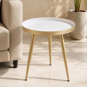 Table basse moderne en cuivre et bois avec étagère de rangement en fer, design industriel, pour salon - Product Image 5