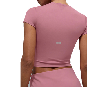 Custom Short <b>Sleeve</b> Top and Mini Skirt Set Women 2 piece set Solid Nylon Spandex <b>Compression</b> Activewear Sport Fashion OEM Skinny - Product Image 2