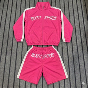 ชุดเสื้อแจ็คเก็ตและกางเกงขาสั้นกีฬาสะท้อนแสงสำหรับผู้ชาย Rexfit Sports Factory Direct ผลิตจากไนลอน ขายส่ง - Product Image 5