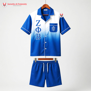 Ensemble de pyjama pour femmes en satin de polyester antibactérien respirant à 2 pièces Summer Zeta Phi Beat Sorority, nouvelle tendance de la mode - Product Image 3